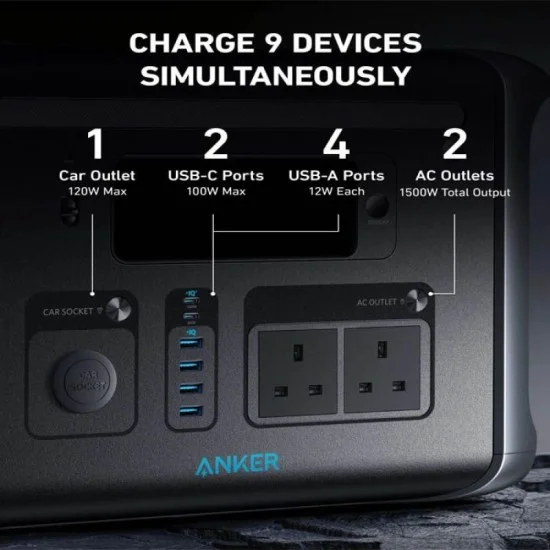 Anker 757 Portable Power Station (PowerHouse 1500W - 1229Wh) - Black